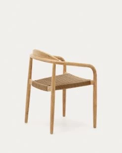 Nina Stackable Chair In Solid Acacia Wood And Beige Rope Seat FSC 100% | Kave Home -Quality Furniture Store CC0555S12 1V03