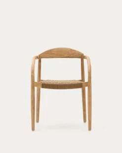 Nina Stackable Chair In Solid Acacia Wood And Beige Rope Seat FSC 100% | Kave Home -Quality Furniture Store CC0555S12 1V04