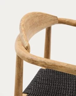 Nina Stackable Chair In Solid Acacia Wood And Black Rope Seat FSC 100% | Kave Home -Quality Furniture Store CC0555S15 1D02