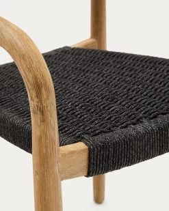 Nina Stackable Chair In Solid Acacia Wood And Black Rope Seat FSC 100% | Kave Home -Quality Furniture Store CC0555S15 1D03