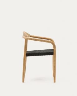 Nina Stackable Chair In Solid Acacia Wood And Black Rope Seat FSC 100% | Kave Home -Quality Furniture Store CC0555S15 1V02