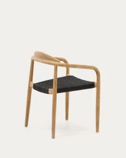 Nina Stackable Chair In Solid Acacia Wood And Black Rope Seat FSC 100% | Kave Home -Quality Furniture Store CC0555S15 1V03