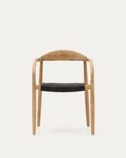 Nina Stackable Chair In Solid Acacia Wood And Black Rope Seat FSC 100% | Kave Home -Quality Furniture Store CC0555S15 1V04