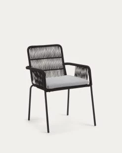 Samanta Stackable Chair Made From Black Cord And Galvanised Steel Legs. | Kave Home