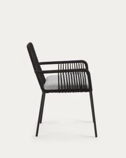 Samanta Stackable Chair Made From Black Cord And Galvanised Steel Legs. | Kave Home 13 Samanta Stackable Chair Made From Black Cord And Galvanised Steel Legs. | Kave Home -Quality Furniture Store CC0717S01 1V02