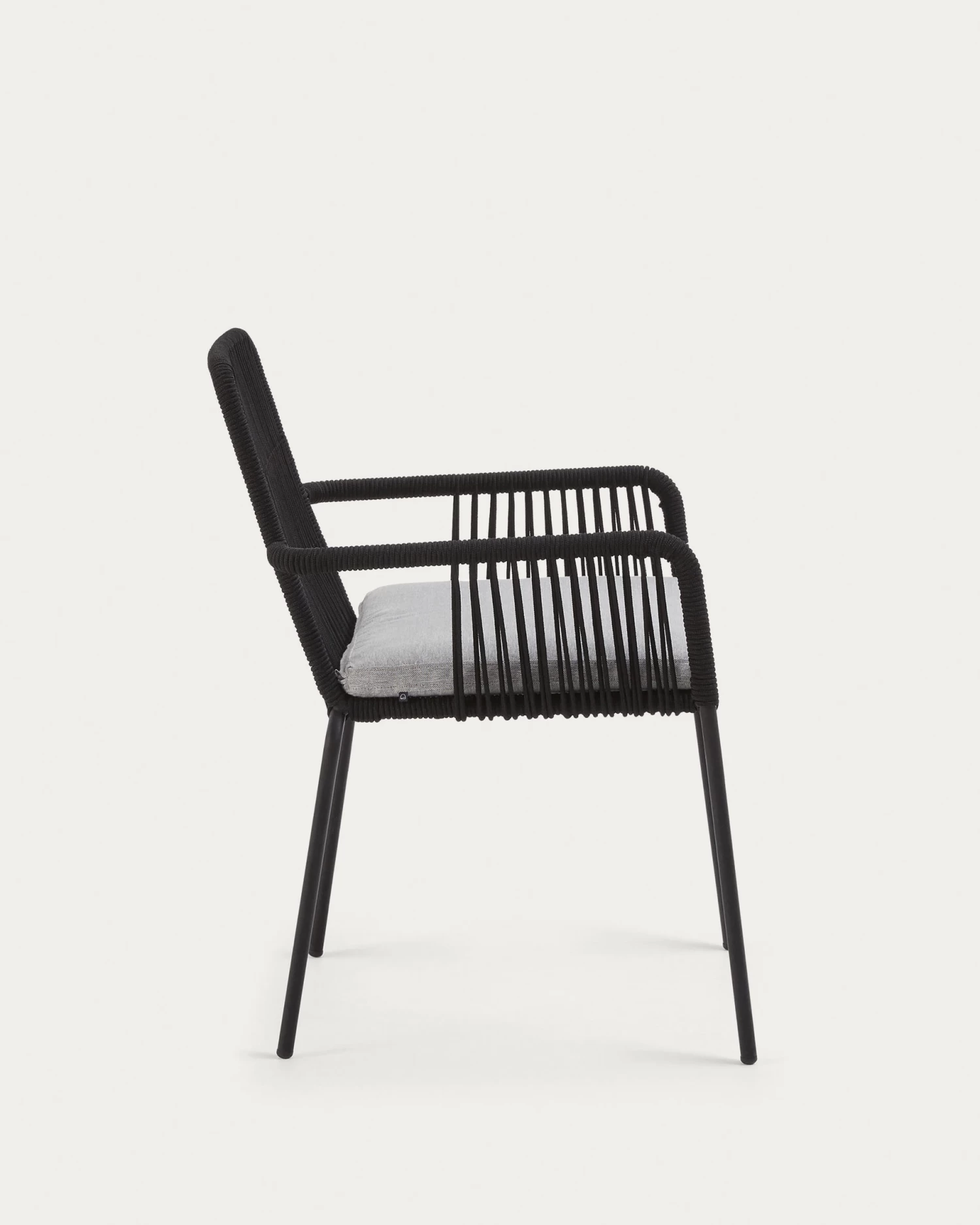 Samanta Stackable Chair Made From Black Cord And Galvanised Steel Legs. | Kave Home 7 Samanta Stackable Chair Made From Black Cord And Galvanised Steel Legs. | Kave Home - Image 5