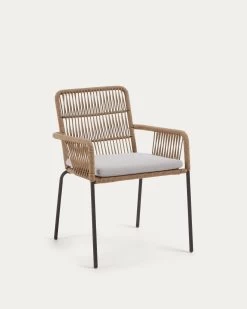 Samanta Stackable Chair Made From Beige Cord And Galvanised Steel Legs. | Kave Home