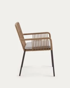 Samanta Stackable Chair Made From Beige Cord And Galvanised Steel Legs. | Kave Home -Quality Furniture Store CC0717S12 1V02