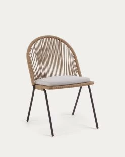Shann Stackable Chair In Beige Cord And Galvanised Steel Legs | Kave Home