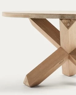 Lotus Wood Coffee Table In Solid Oak Wood, Ø 65 Cm -Quality Furniture Store CC0741M33 1D02