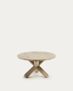 Lotus Wood Coffee Table In Solid Oak Wood, Ø 65 Cm