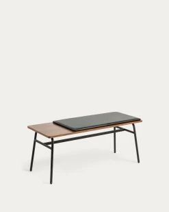 Carabel Bench In Steel And Walnut Veneer 100 Cm | Kave Home