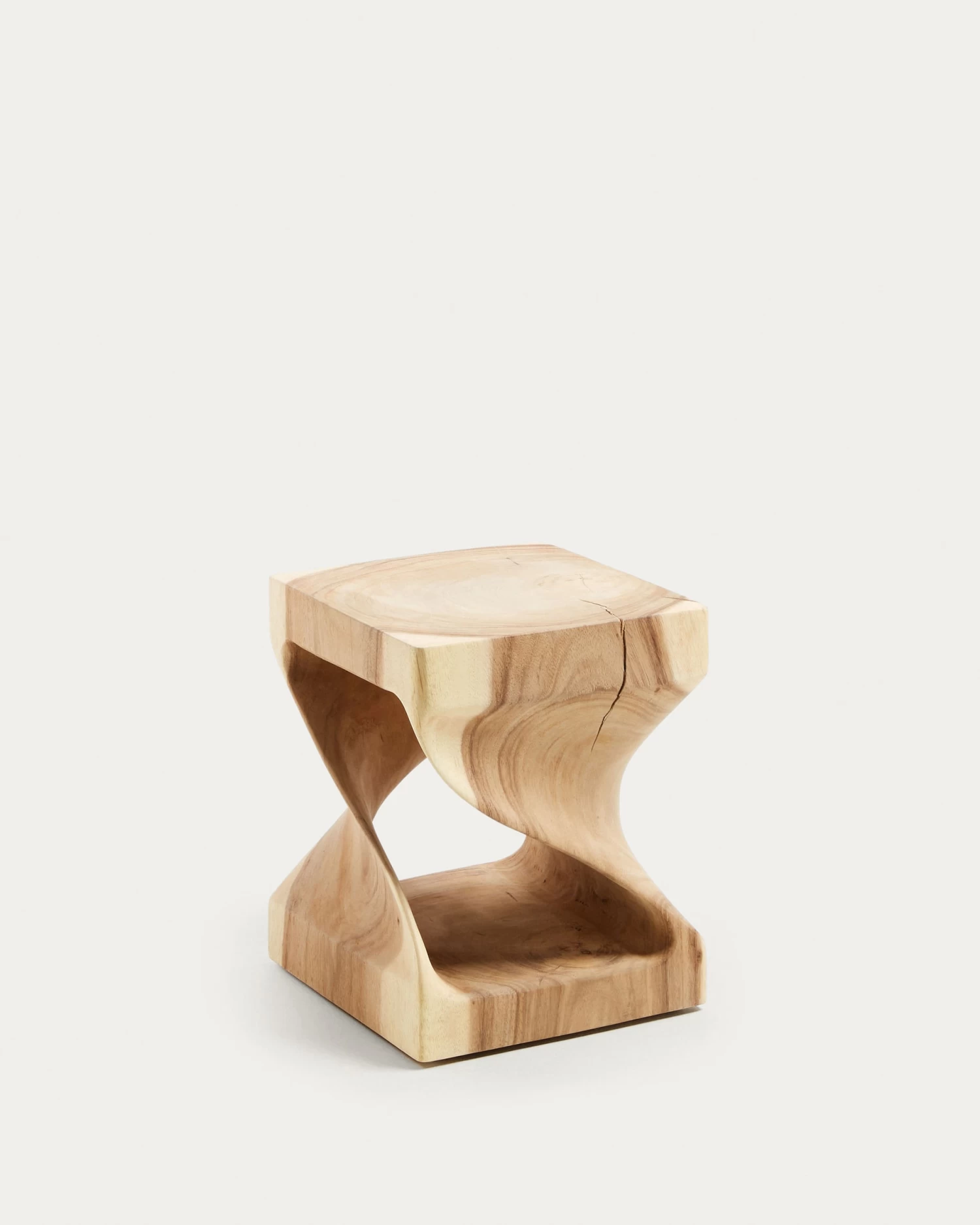 Hakon Solid Rain Tree Wood Side Table With Carved Interior 30 X 30 Cm | Kave Home 3 Hakon Solid Rain Tree Wood Side Table With Carved Interior 30 X 30 Cm | Kave Home