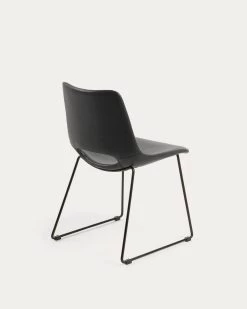 Zahara Black Chair With Steel Legs With Black Finish -Quality Furniture Store CC0826PU01 1V03
