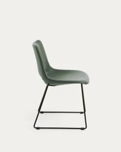 Zahara Green Chair With Steel Legs With Black Finish | Kave Home 12 Zahara Green Chair With Steel Legs With Black Finish | Kave Home -Quality Furniture Store CC0826U06 1V02