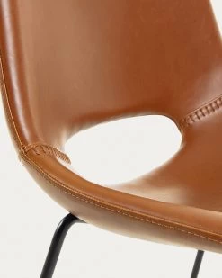 Zahara Synthetic Leather Brown Chair With Steel Legs With Black Finish | Kave Home 12 Zahara Synthetic Leather Brown Chair With Steel Legs With Black Finish | Kave Home -Quality Furniture Store CC0826U10 1D01