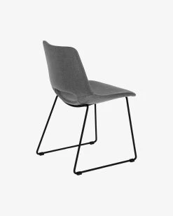 Zahara Grey Chair With Steel Legs With Black Finish | Kave Home 16 Zahara Grey Chair With Steel Legs With Black Finish | Kave Home -Quality Furniture Store CC0826VD03 1V03