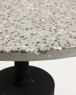 Delano Grey Terrazzo Side Table With Steel Legs In A Black Finish Ã 55 Cm | Kave Home -Quality Furniture Store CC0832PR03 1D01