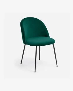 Ivonne Chair Velvet Dark Green And Black Metal | Kave Home