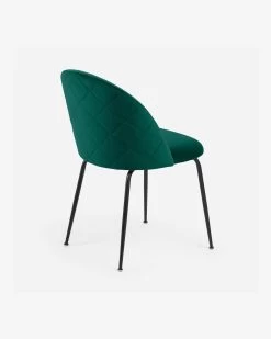Ivonne Chair Velvet Dark Green And Black Metal | Kave Home -Quality Furniture Store CC0854J19 1V03