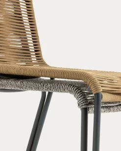 Lambton Stackable Chair In Brown Rope And Steel With Black Finish | Kave Home 19 Lambton Stackable Chair In Brown Rope And Steel With Black Finish | Kave Home -Quality Furniture Store CC0901J11 1D04