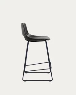 Black Synthetic Leather Zahara Barstool Height 65 Cm | Kave Home 8 Black Synthetic Leather Zahara Barstool Height 65 Cm | Kave Home -Quality Furniture Store CC0912PU01H 1V02