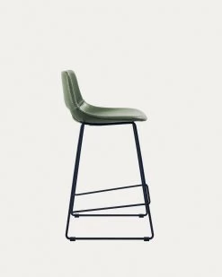 Green Synthetic Leather Zahara Barstool Height 65 Cm | Kave Home -Quality Furniture Store CC0912U06H 1V02
