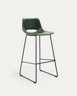 Green Synthetic Leather Zahara Barstool Height 76 Cm | Kave Home