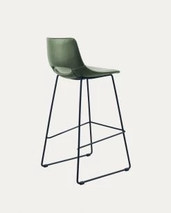 Green Synthetic Leather Zahara Barstool Height 76 Cm | Kave Home -Quality Furniture Store CC0912U06 1V03