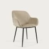 Konna Chair In Beige Chenille With Steel Legs And Painted Black Finish | Kave Home -Quality Furniture Store CC0934BG12 1V01