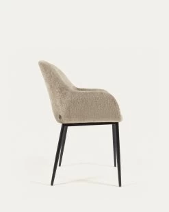 Konna Chair In Beige Chenille With Steel Legs And Painted Black Finish | Kave Home -Quality Furniture Store CC0934BG12 1V02
