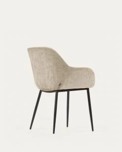 Konna Chair In Beige Chenille With Steel Legs And Painted Black Finish | Kave Home -Quality Furniture Store CC0934BG12 1V03