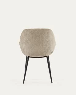Konna Chair In Beige Chenille With Steel Legs And Painted Black Finish | Kave Home -Quality Furniture Store CC0934BG12 1V04