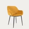 Konna Chair In Mustard Chenille With Steel Legs And Painted Black Finish | Kave Home -Quality Furniture Store CC0934BG81 1V01