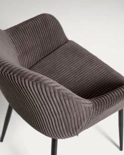 Konna Chair In Grey Wide Seam Corduroy | Kave Home -Quality Furniture Store CC0934LN15 1D02