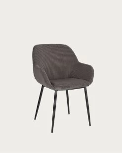 Konna Chair In Grey Wide Seam Corduroy | Kave Home