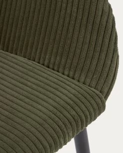 Konna Chair In Dark Green Wide Seam Corduroy With Steel Legs And Black Painted Finish | Kave Home -Quality Furniture Store CC0934LN19 1D02