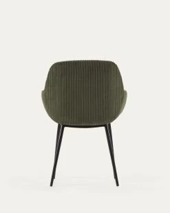 Konna Chair In Dark Green Wide Seam Corduroy With Steel Legs And Black Painted Finish | Kave Home -Quality Furniture Store CC0934LN19 1V04