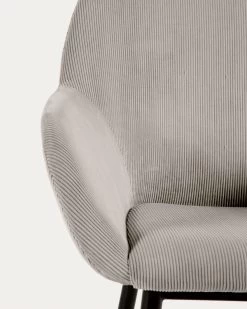 Konna Light Grey Corduroy Chair | Kave Home -Quality Furniture Store CC0934PN14 1D01
