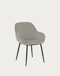 Konna Light Grey Corduroy Chair | Kave Home