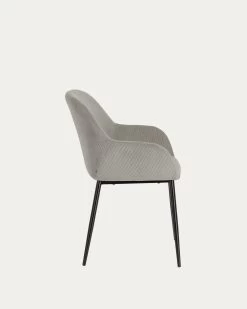 Konna Light Grey Corduroy Chair | Kave Home -Quality Furniture Store CC0934PN14 1V02