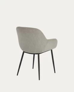 Konna Light Grey Corduroy Chair | Kave Home -Quality Furniture Store CC0934PN14 1V03