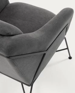 Brida Armchair In Dark Grey With Steel Structure In Black Finish. | Kave Home -Quality Furniture Store CC0948J02 1D01