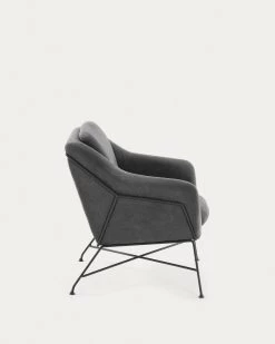 Brida Armchair In Dark Grey With Steel Structure In Black Finish. | Kave Home -Quality Furniture Store CC0948J02 1V02