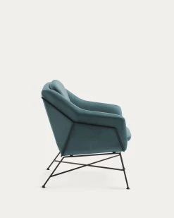 Brida Velvet Armchair In Turquoise With Steel Structure In Black Finish. | Kave Home -Quality Furniture Store CC0948JU20 1V02