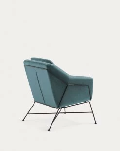 Brida Velvet Armchair In Turquoise With Steel Structure In Black Finish. | Kave Home -Quality Furniture Store CC0948JU20 1V03