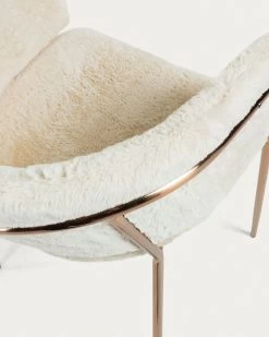 Runnie White Chair With Steel Legs In A Copper Finish | Kave Home 11 Runnie White Chair With Steel Legs In A Copper Finish | Kave Home -Quality Furniture Store CC0984J05 1D01