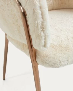 Runnie White Chair With Steel Legs In A Copper Finish | Kave Home 13 Runnie White Chair With Steel Legs In A Copper Finish | Kave Home -Quality Furniture Store CC0984J05 1D02