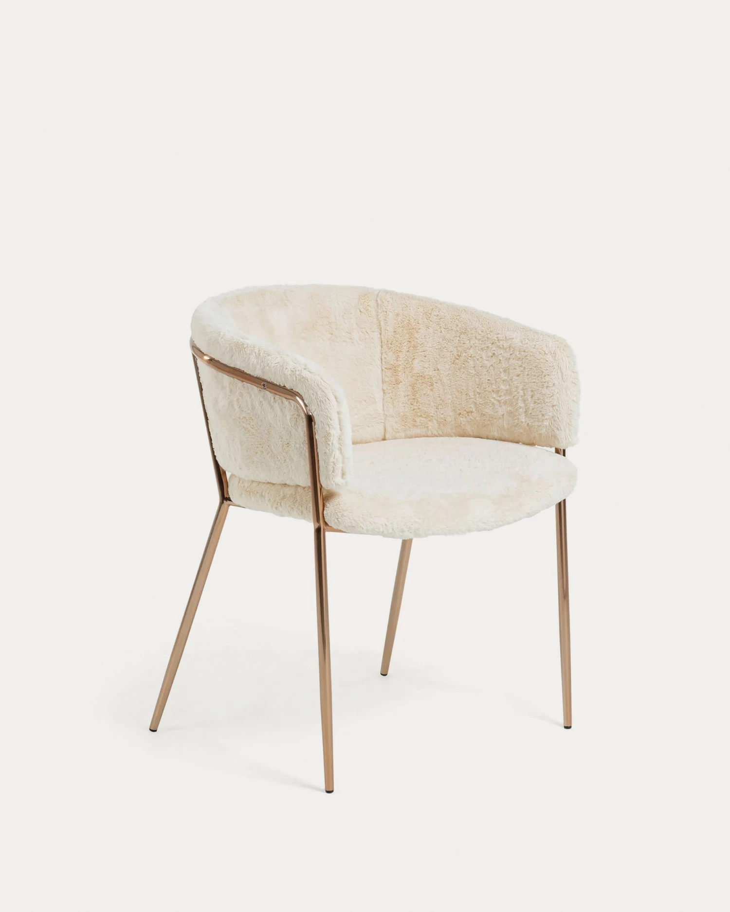 Runnie White Chair With Steel Legs In A Copper Finish | Kave Home 3 Runnie White Chair With Steel Legs In A Copper Finish | Kave Home