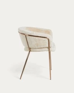 Runnie White Chair With Steel Legs In A Copper Finish | Kave Home 14 Runnie White Chair With Steel Legs In A Copper Finish | Kave Home -Quality Furniture Store CC0984J05 1V02